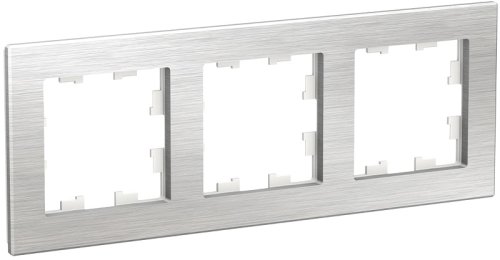 Рамка универсальная Systeme Electric AtlasDesign Nature 3-м. металл серебро картинка
